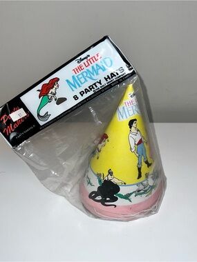 Vintage Disney The Little Mermaid Party Hats - Yellow & Pink